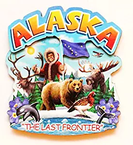 Alaska State Montage Wood Fridge Magnet 2
