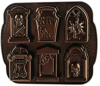 Nordic Ware 91848 Cast Bundt Bakeware Tombstone Cakelets, Bronze/brown