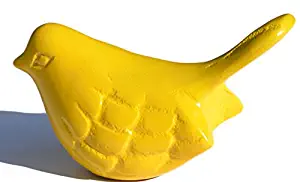 Handcrafted Bird Figurine of Happiness Yellow Glazed Bird Sculpture Collectible Bird Figurines Symbols of Health & Happiness (Yellow)