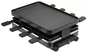 Swissmar KF-77041 Classic 8-Person Raclettewith Reversible Cast Aluminum Non-Stick Grill Plate/Crepe Top, Black