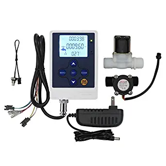 DIGITEN Water Flow Control Meter LCD Display Controller+G1/2" Water Hall Sensor Flow Meter Flowmeter Counter 1-30L/min+G1/2" Solenoid Valve Normally Closed N/C+DC 12V Power Adapter