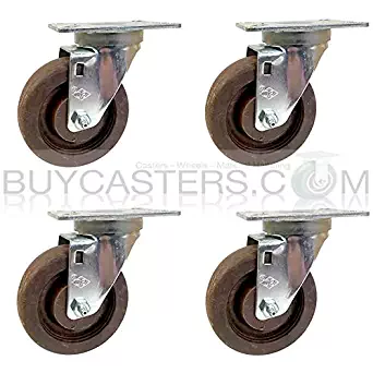 High Temp Bakery Swivel Casters, Nylon Wheel, Set of 4