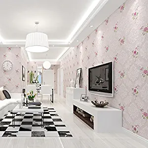 Wapel European Style Non-Woven Wallpaper Bedroom Living Room Background Clothing Shop Beauty Salon Pink White White