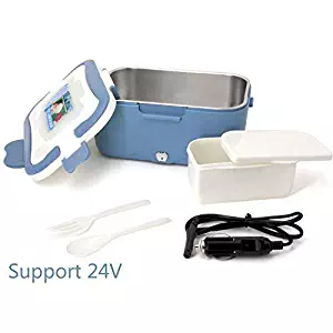 24V Food Warmer , Portable Mini Lunch Box - Electric heater For Car ,Heating Truck Boxes With Plugs ,Lunchbox With Removable Stainless Steel Cooker Container Keep Warm 1-2 Hours For Drive , Travel