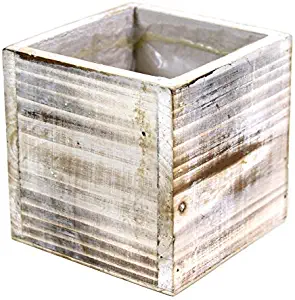 Koyal Wholesale Square Cube Shabby Chic Wood Vase (Pack of 6), 4", White