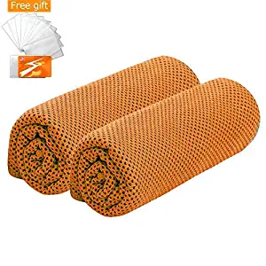 Bgudee Instant Relief Cooling Towels (2 Pack), Ice Towel for Sports, Gym, Yoga, Workout, Fitness, Pilates, Travel, Running, Hiking, Camping & More (40"x 12")