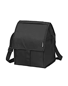 PackIt Freezable Deluxe Large Lunch Bag with Shoulder Strap, Black