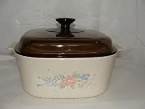 Vintage Corning Ware 5 Quart / Liter Dutch Oven / Casserole Dish A-5-B with Amber Lid