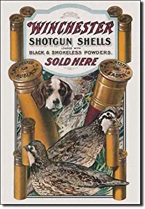 Desperate Enterprises Winchester Shotgun Shells Dog & Quail Tin Sign, 12.5" W x 16" H