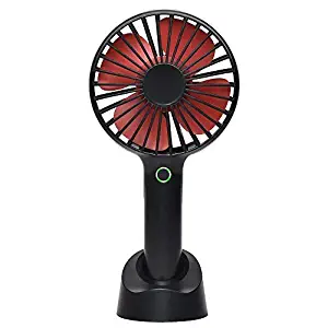 YIHUNION Mini Handheld Fan Portable, Hand held Personal Fan Rechargeable Battery Operated Powered Cooling Desktop Electric Fan with Base, 2500Mah Battery 4 Modes for Home Office Travel Outdoor (Black)