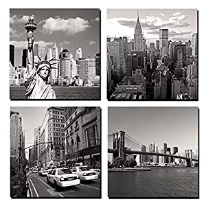 GOUPSKY Canvas Print for Home Decoration 4 Panels New York City Landmark Painting Wall Art Picture Print on Canvas - High Definition Modern Giclee Artwork