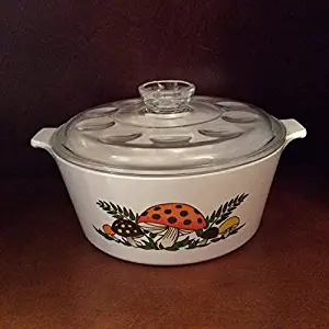 Vintage Corningware Merry Mushrooms 2 1/2 Quart Dutch Oven Casserole with Lid