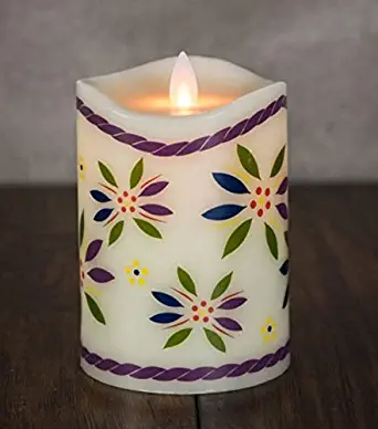 Mystique by Boston Warehouse - temp-tations by Tara - Moving Flame - Flameless LED - Paraffin Wax - Pillar Candle - 3.25" x 5" - Old World Confetti - Remote Ready