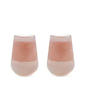 HOST 1745 Freeze Stemless Red & White Wine Tumbler Cups, Insulated Glass, Sillicone Band, Set of 2, 8.5 oz