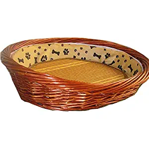 Qz Oval Wicker Dog Bed - Basket with Mat/Cushion, Indoor Outddor Kennel (Color : C, Size : 85×63cm)