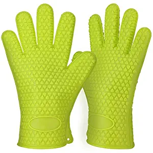 TOPULORS 2019 BBQ Grilling Gloves Oven Mitts Gloves for Cooking Baking Barbecue Potholder (Green)