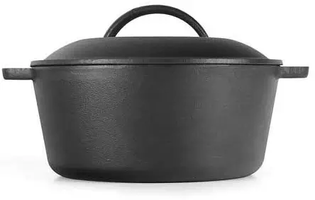 Rungfa 5-Qt Cast Iron Round Black Dutch Oven Easy Grip Integrated Handles Cookware Lid