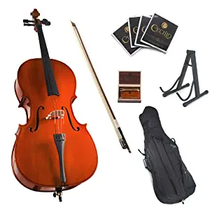 Cecilio CCO-100 Student Cello with Soft Case, Stand, Bow, Rosin, Bridge and Extra Set of Strings, Size 4/4 (Full Size)