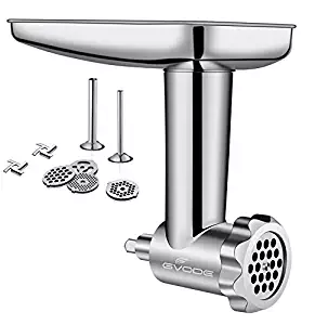 Stainless Steel Food Grinder Attachment fit KitchenAid Stand Mixers Including Sausage Stuffer, Dishwasher Safe,Durable Mixer Accessories as Meat Processor