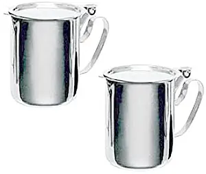 TWO COMMERCIAL STAINLESS STEEL CREAMERS - FLAT STACKABLE LID