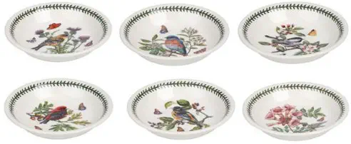 PORTMEIRION BOTANIC GARDEN BIRDS Ind pasta bowls set of 6 assorted motifs