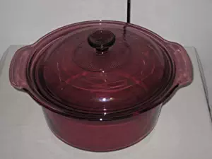 Vintage Corning Visions Visionware Cranberry 3.5L Dutch Oven Pot w/Lid