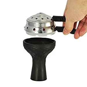 Hookah Bowl Set Silicone 7 Holes Hookah Bowl & Lotus Charcoal Holder Shisha Heat Management Charcoal Funnel Box Burner with Wind Cover and 2 Handles Best Hookah Accessories