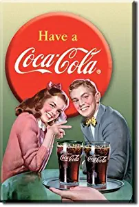 9Foya& Metal Tin Sign Coca-Cola Young Couple Refrigerator Magnet 12X8 INCH