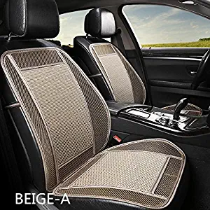 Car Seat Cover of Bamboo Silk and Mesh Car Cushion for Summer Auto Accessories Car Interior (Beige, Flat(Without Waist))