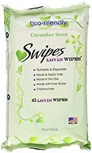 Swipes Lovin All Natural Intimate Feminine Wipes | Aloe & Vitamin E, Free of Chlorine & Dyes, pH-Balanced & Flushable | Cucumber, 42 Count, 3 Pack