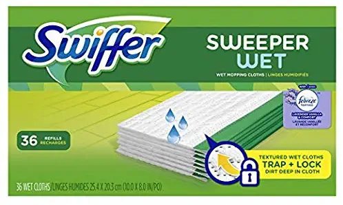 Wet Mop Refills for Floor Mopping and Cleaning, All Purpose Floor Cleaning Product, Lavender Vanilla and Comfort Scent, 36 Count (2 Pack (36 Each)