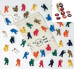 Bag of 50 Mini Karate Ninjas Plus 100 Stickers Warriors Fighters Figures Cup Cake Toppers Ninja Kung Fu Guys Martial Arts Men Lot Party Favors