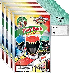 Bendon Power Rangers Grab n Go Play Packs (12 Pack) Party Favors and 12 "Thank You Cards