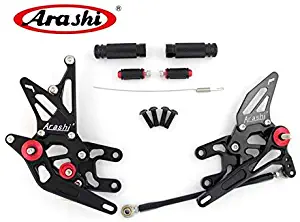 Frames & Fittings Arashi ZX-10R Adjustable Footrest for Kawasaki Ninja ZX10R ZX10 R 2004 2005 Foot Pegs Rear Rest Rearset Foot Pedals ZX-10R 04 05 - (Color: Black)