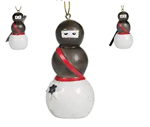 Lees Ninja Snowman Holiday/Christmas Tree Ornaments - Set of 3