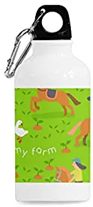 YPink 13.5 Oz Stainless Steel Water Bottle for Child Riding Sport Cute Cartoon Animal Double Insulated Durable Sports Aluminum Water Bottle for Girls Hiking Basketball