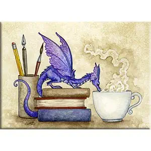 Amy Brown, WHAT'S IN HERE? - Original Dragon Artwork Fridge MAGNET, 2.5" x 3.5"