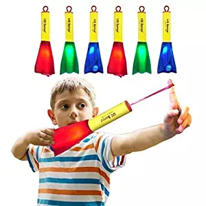 US Sense 6 Pack Glow Foam Rockets Toy Rocket Launcher - Outdoor Slingshot Shooting Games Rocket Toy Gift for Boys and Girls Ages 3 Years and Up