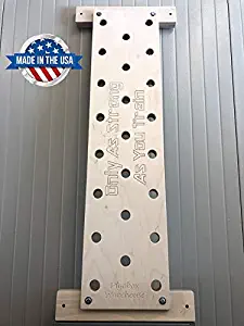 Plyobox Warehouse 12"x48" Climbing Pegboard with Free Custom Engraving, Includes 18" mounting Brackets for Wall Studs.