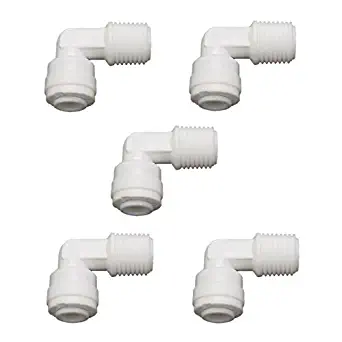 Quick Connect 1/4" to 1/4" Male Ro Reverse Osmosis water Filter Fitting Male Elbow Pack of 5
