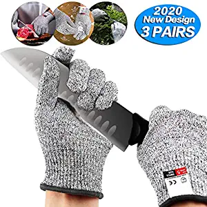 3 pairs Cut Resistant Gloves - Upgrade Cut Resistant,Food Grade Level 5 Protectio,Cut Resistant Work Gloves, For Meat Cuttin Processing, Mandolin Slicing,Wood Carving,Pruning nd More,(Medium-3 pairs)