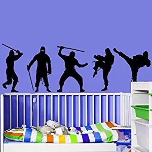 CreativeWallDecals Vinyl Wall Decal Sticker Bedroom Ninja Sword Fight Fighters Figure Boys Mans R1613