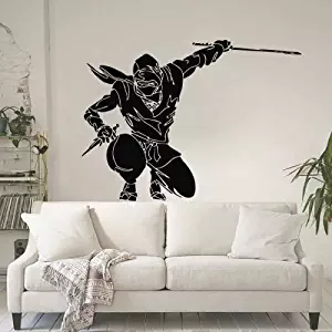 Samurai Wall Decals Vinyl Decal Boy Warrior Ninja Fighter with Swords Home Art Decor Kids Nursery Removable Stylish Sticker Mural Design 966 (22x30)