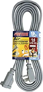 POWTECH Heavy duty 9 FT Air Conditioner and Major Appliance Extension Cord UL Listed 14 Gauge, 125V, 15 Amps, 1875 Watts GROUNDED 3-PRONGED CORD