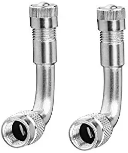 Lenmumu Valve Stem Extension Adapter, 2 Pack of 90 Degree Angled Universal Chrome Schrader Wheel Tire Tyre Valve Stem Extenders for Car Motorcycle Bike Truck RV's Scooter