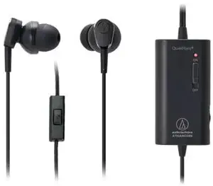 Audio-Technica ATH-ANC33iS QuietPoint Active Noise-Cancelling In-Ear Headphones with In-Line Microphone & Control