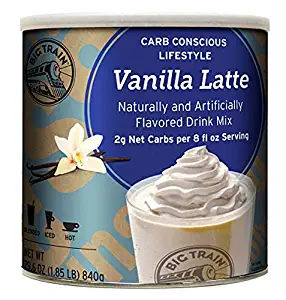 Big Train Carb Conscious Blended Ice Coffee, Vanilla Latte, 1.85 Pound, Low Carb Powdered Instant Coffee Drink Mix, Serve Hot or Cold, Makes Blended Frappe Drinks