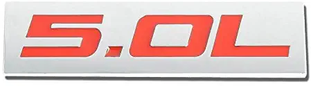 UrMarketOutlet 5.0L Red/Chrome Aluminum Alloy Auto Trunk Door Fender Bumper Badge Decal Emblem Adhesive Tape Sticker