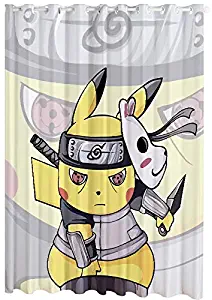 Showkig Digital Hd Printing Shading Curtain,3D Window Curtains Blackout for Living Room Office Bedroom Drapes,Cartoon Anime Ninja/Pikachu，Thermal Insulated Soundproof Upgrade Polyester Drapes