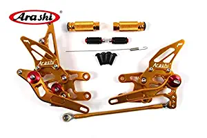 Frames & Fittings Arashi Adjustable Footrest ZX-10R for Kawasaki Ninja ZX10R ZX10 R 2004 2005 Foot Pegs Rear Rest Rearset Foot Pedals ZX-10R 04 05 - (Color: Gold)